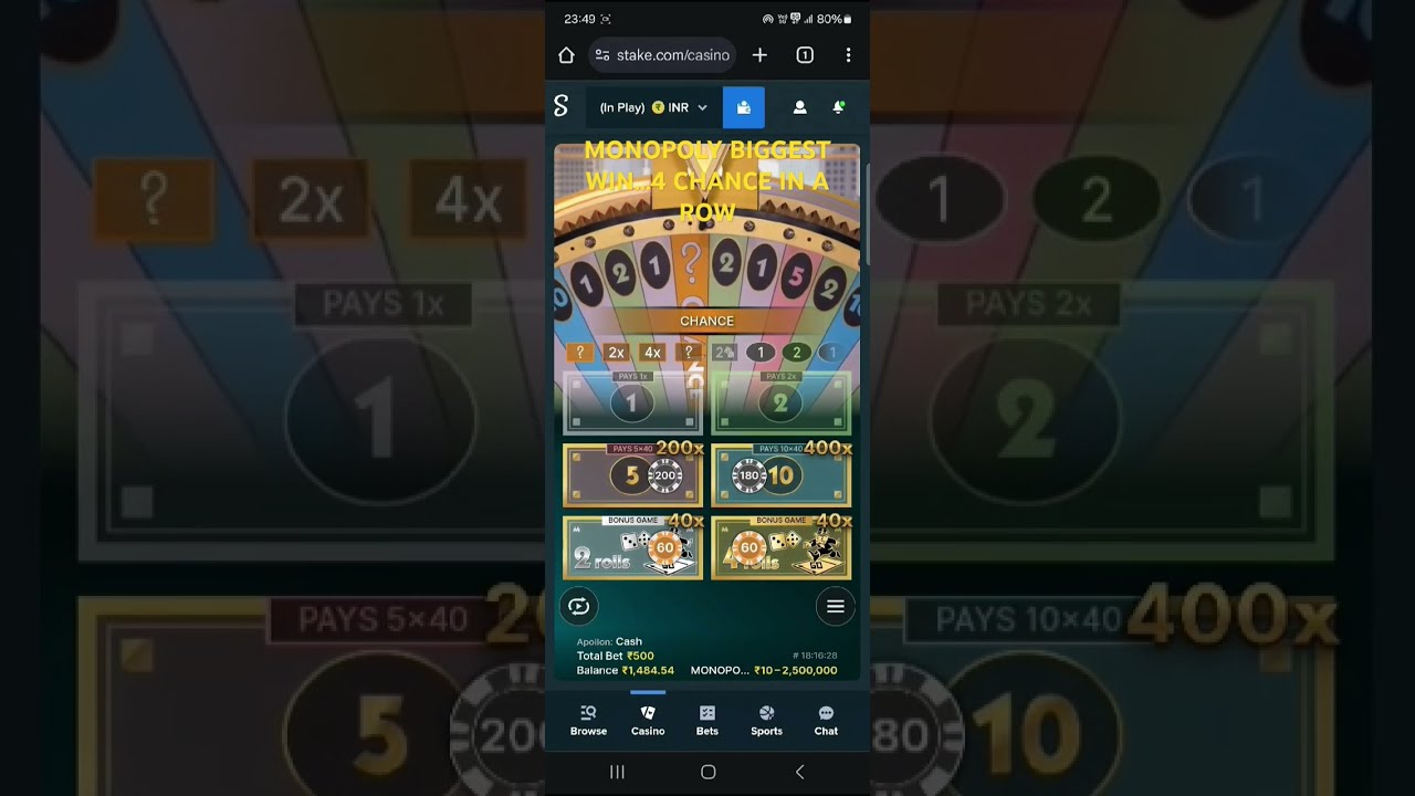 🤩😱🤡MONOPOLY 500 RUPEES TO 60K RUPEES 4 CHANCE BONUS #shorts #viralvideo #monopoly #nagagambler7777