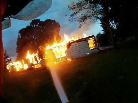 Large farm house fire Flashover Backdraft Rollover GoPro Hero2