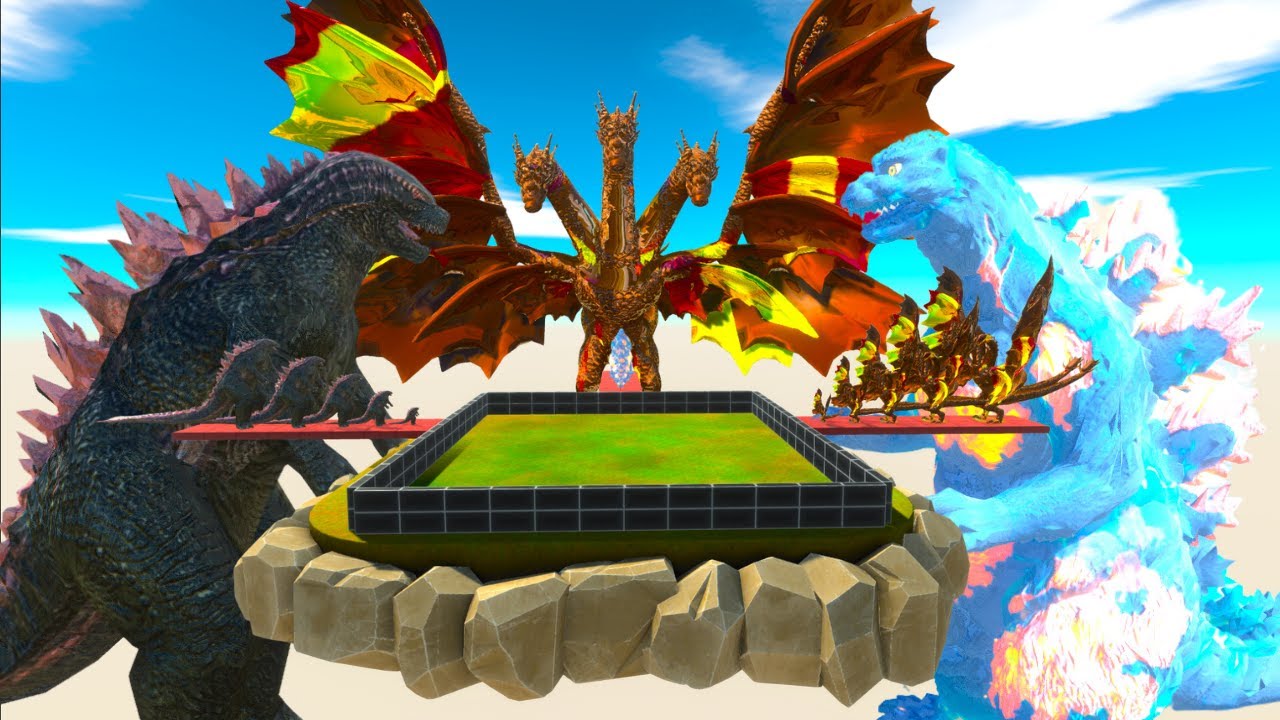 Legendary Godzilla War - Godzilla Evolved vs King Ghidorah vs Burning ...