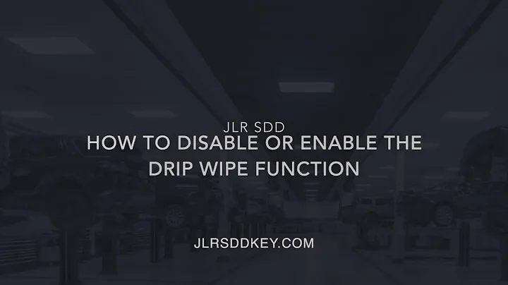 JLR SDD How To get coded access and disable or enable the drip wipe function