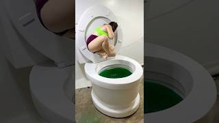 Super High Cannonball Jump Into The Giant Toilet Green Pool #Shorts