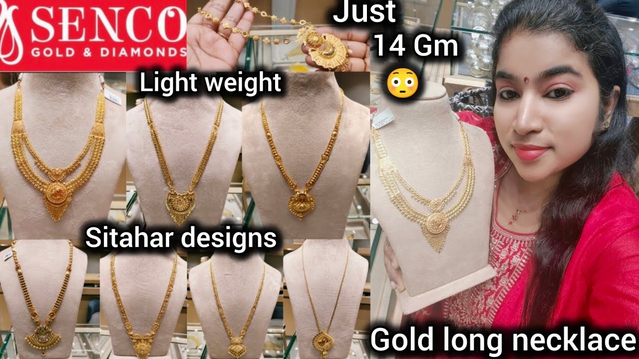 Senco Gold long necklace designs start 14 Gm| Gold Sitahar designs/Gold long necklace designs