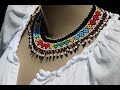 Seed bead geometric necklace, Ethnic traditional, Tribal trim, Boho ornament, Beadwork necklace
