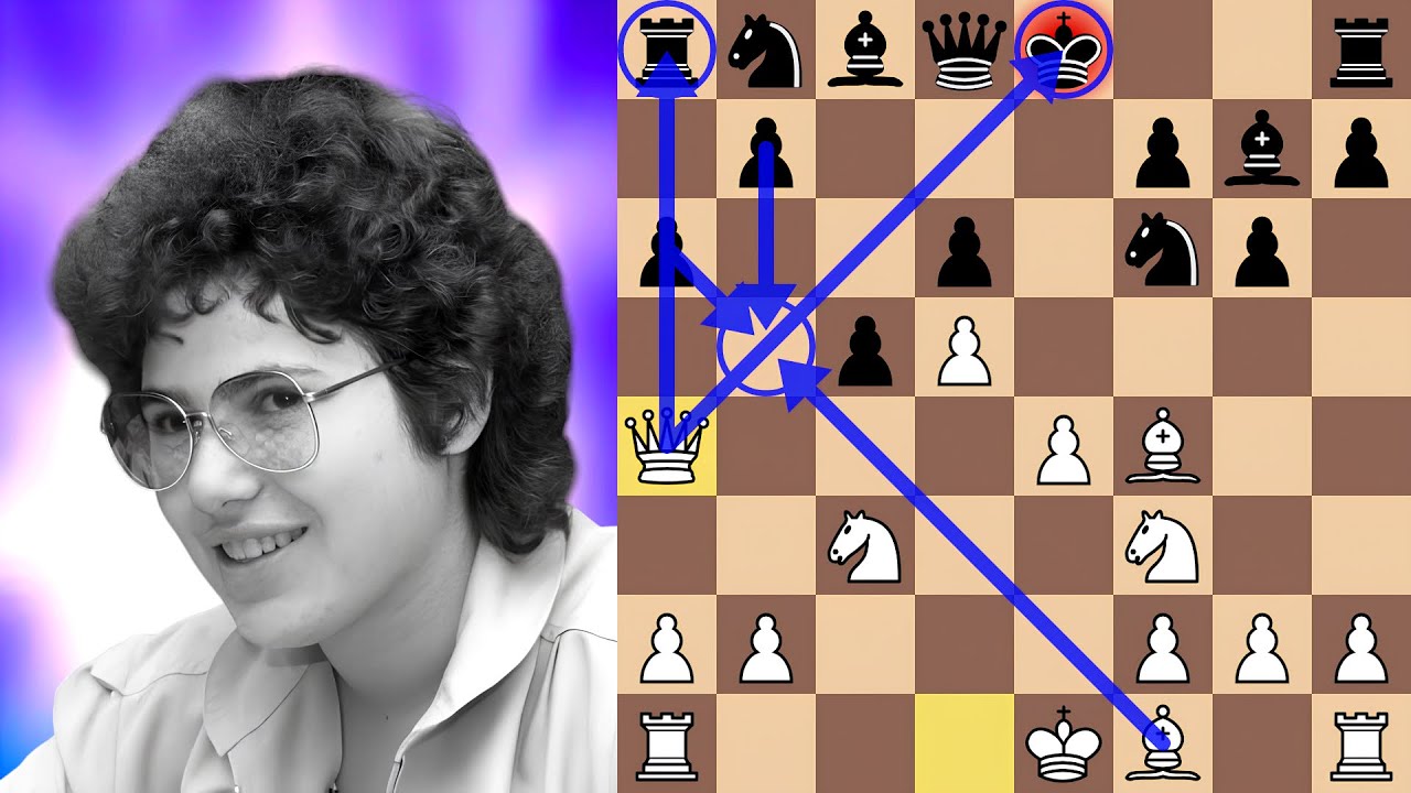 15-летняя Сьюзан Полгар великолепно разбивает Бенони за 22 хода