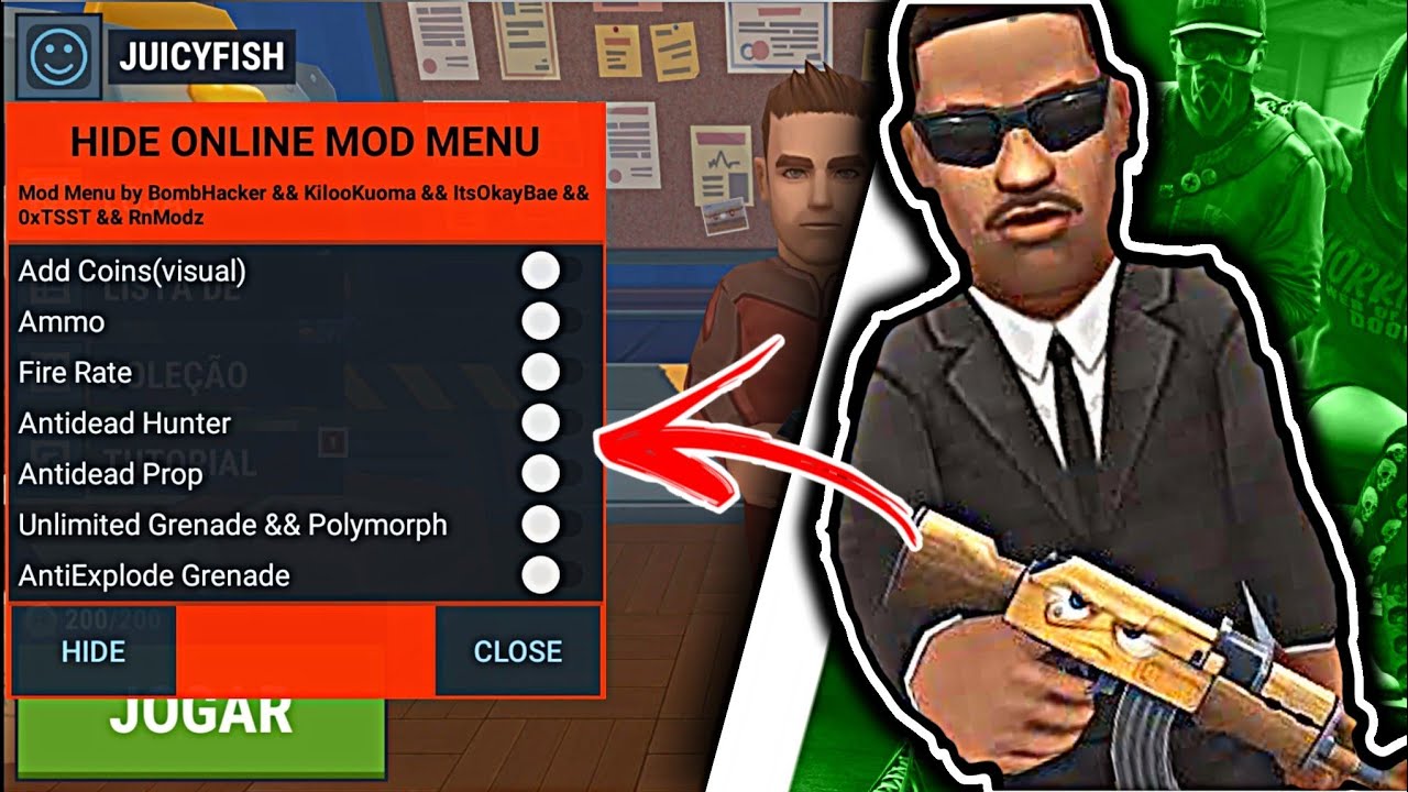 UauU!!!) Hide online mod menu exclusivo😱 Como baixar hide online mod  dinheiro💰 