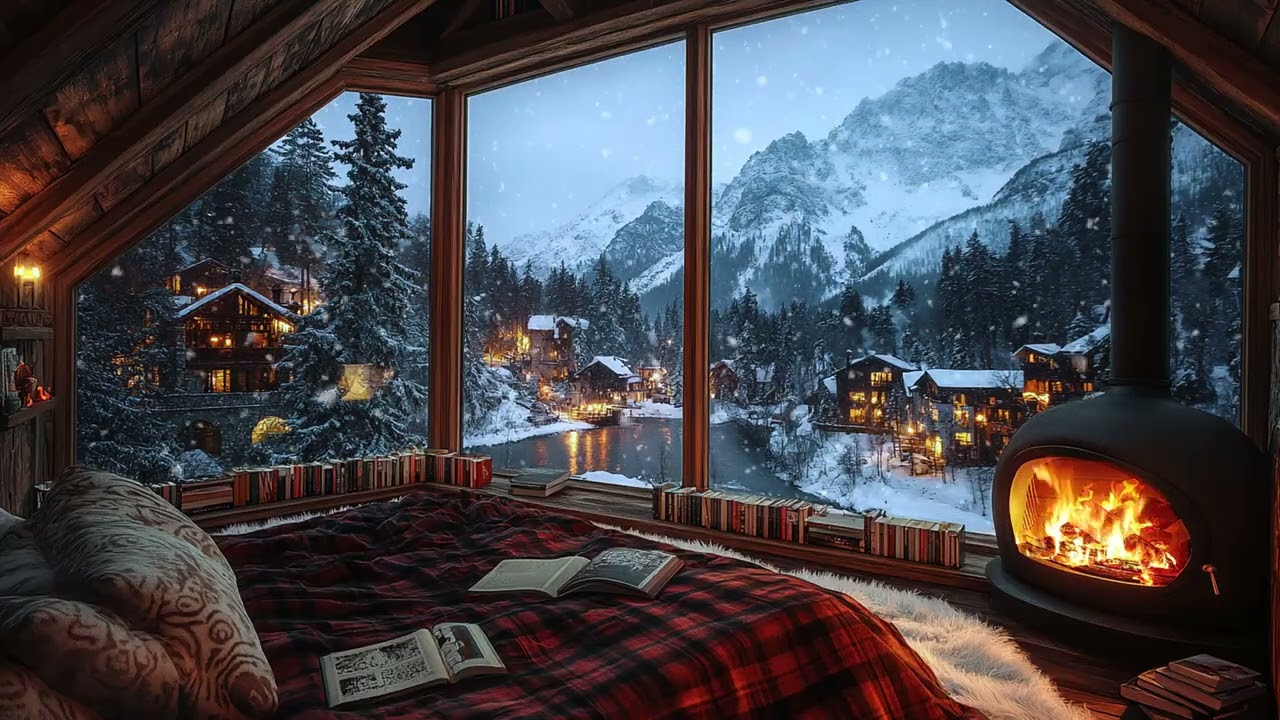 Tranquil Snowstorm Nights: Cozy Fireplace Ambience for Deep Rest, Stress Relief, and Calm Sleep ❄️🔥