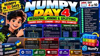 Details NumPy Tutorial for Beginners | Day 4: Reshaping, Joining & Splitting Guide