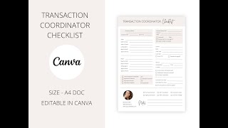 Editable Sellers Agent Transaction Checklist Template