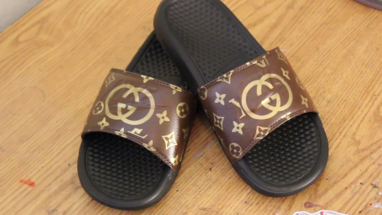 Gucci x LV custom slides by Funky Fresh Footwear LLC - YouTube