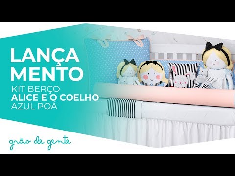 Kit Berço Alice e o Coelho Azul Poá - Grão de Gente