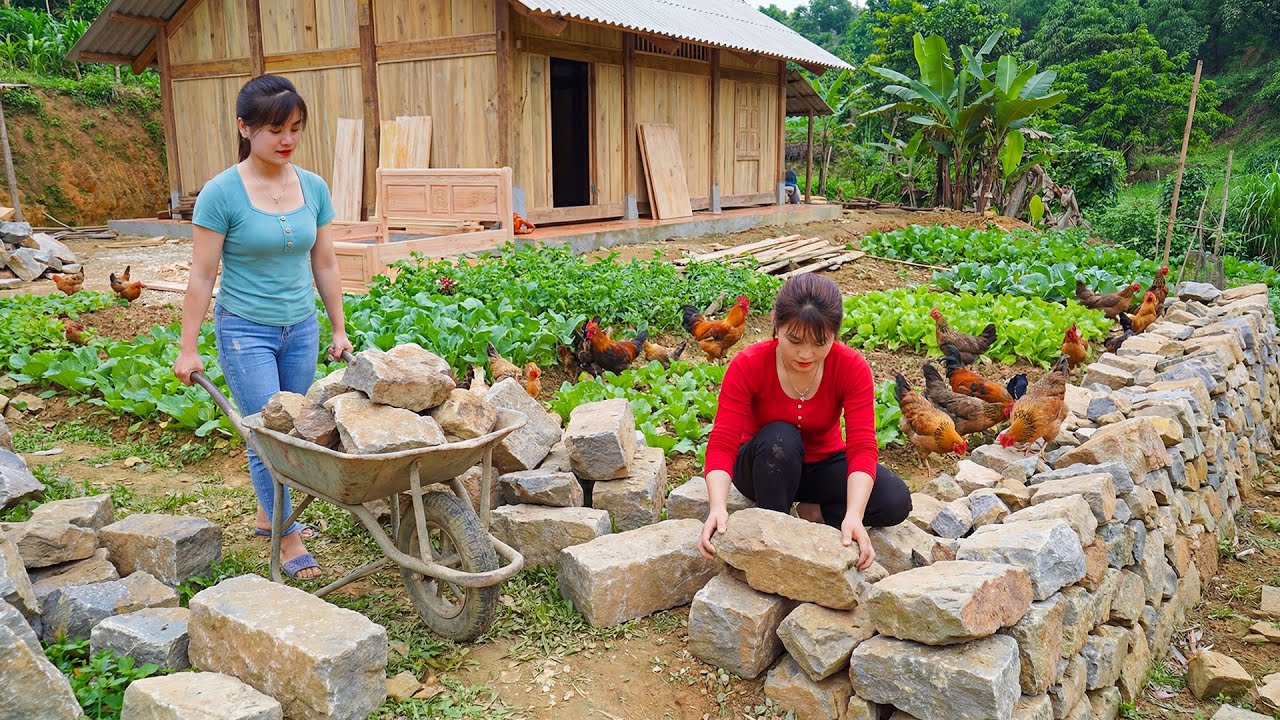 15 Days Stack Stones to Reinforce Eroded Pond Banks and Caring for Over 1000+ Chickens