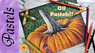 Drawing a Pumpkin with Oil Pastels (and Colored Pencils) 🎃