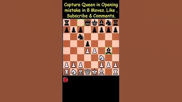 Amazing Queen grab in Opening mistake in just 8 Move |Chess Trick&Trap| #viral #chess #short #shorts