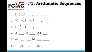 Finding Arithmetic Sequences and patterns - First Coast Math Clinic
