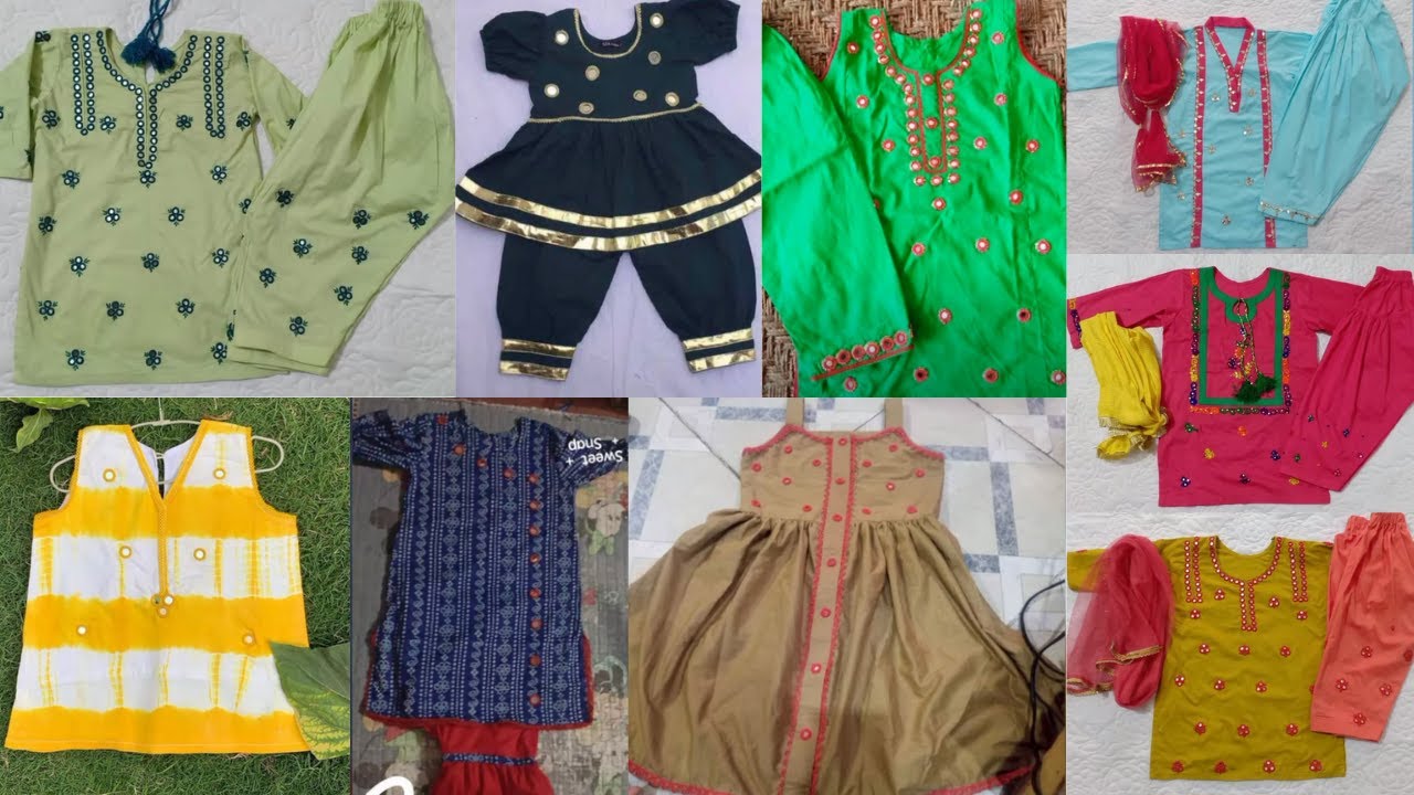 Mirror work dresses for baby girls 2021 / Mirror hand embroidery dress