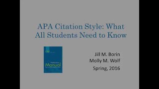 APA Citation Style: What All Students Need to Know -- Updated 2016