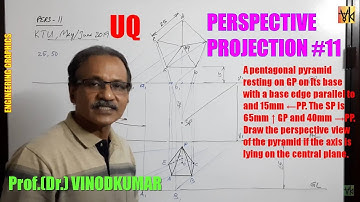 PERSPECTIVE PROJECTION -11, KTU, May 2019, Pentagonal pyramid by Prof. Vinodkumar