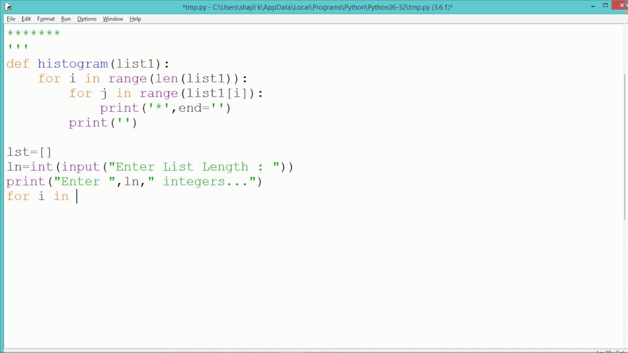 Python Program - Histogram (List)