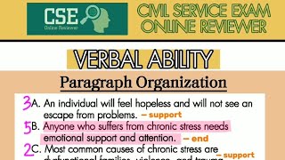 CIVIL SERVICE EXAM | Verbal Ability: Paragraph Organization | CSE Online Reviewer