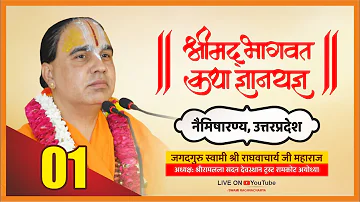 श्रीमद भागवत कथा Shrimad Bhagwat Katha Jagadguru Swami Raghvacharya Ji Maharaj at Nemisaar Day-1