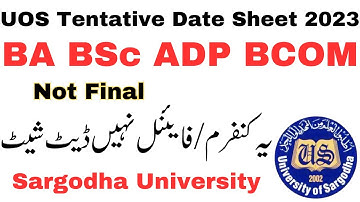 BA Bc ADP Annual 2023 Final Date Sheet Sargodha University | BA BSc ADP Date Sheet 2023 UOS