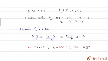 Find the coordinartes of the point where the line through `(3,4,1) and (5,1,6)` crosses xy-plane