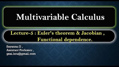 Multivariable Calculus  ll  Lecture-5 : Euler