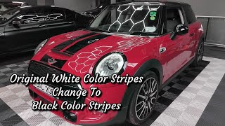 Mini Cooper | Original White Color Stripes Change Black Color Stripes | Wrap | SL Wrapping Boy