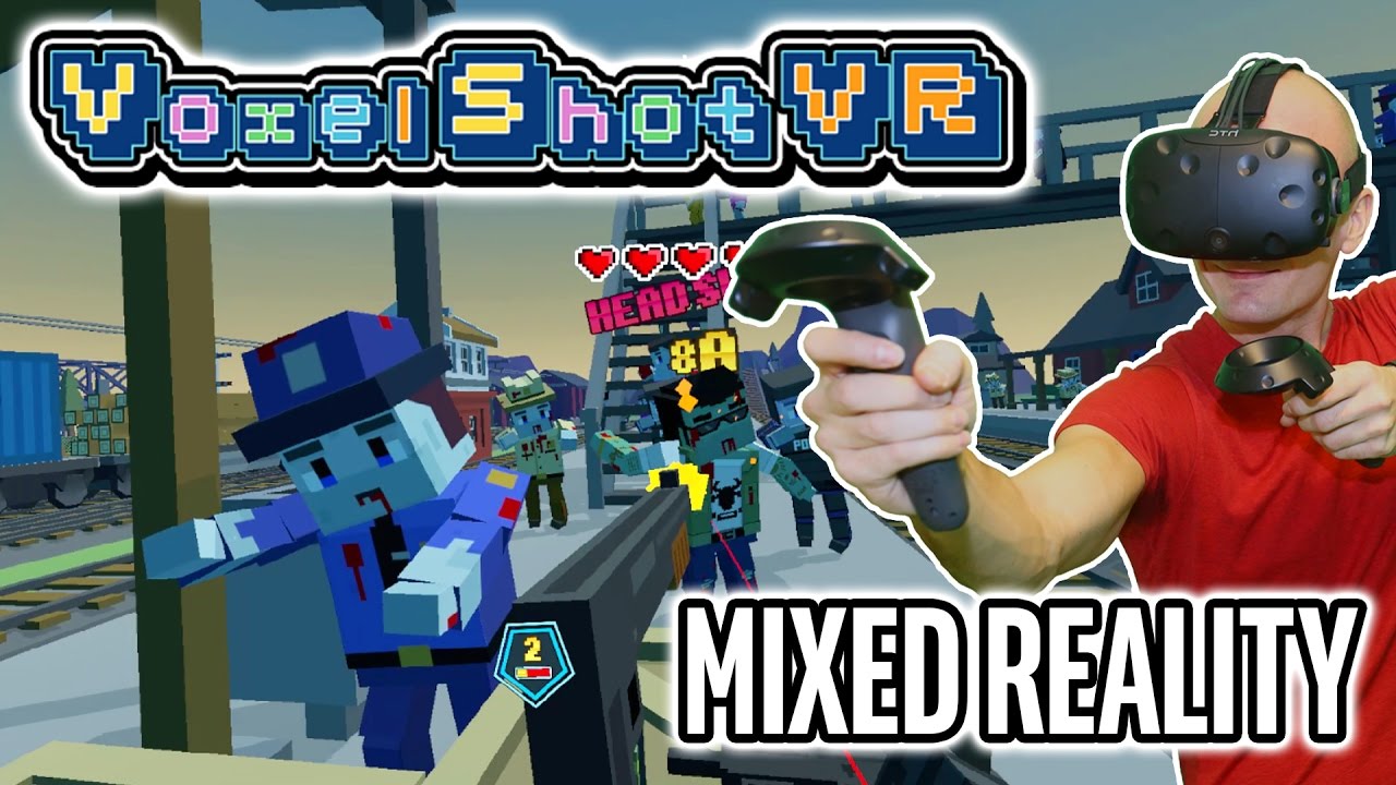 Voxel Shot VR Gameplay (PreRelease) in Mixed Reality on HTC Vive Cute VR zombie shooter
