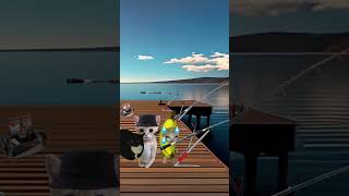 Banana Cat Goes Fishing with El Gato. happycat catmemes funny bananacat cat memes