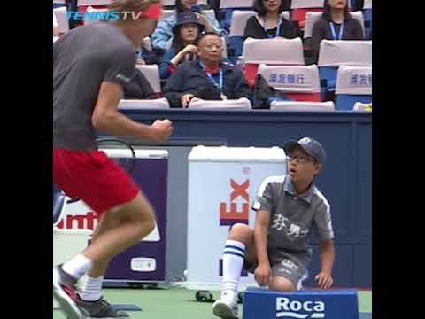 Funny: Alexander Zverev Celebrates So Hard He Scares Ball Kid! | Shanghai 2018