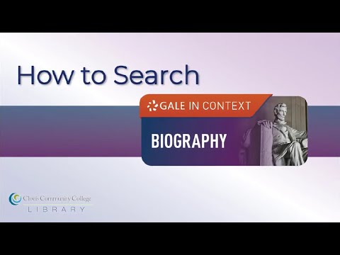 How to Search the Biography Gale in Context Database