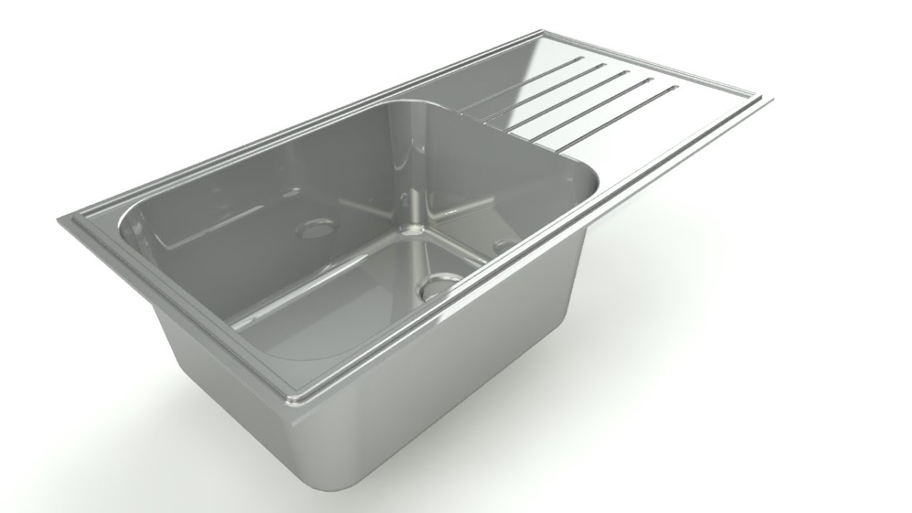 AutoCAD 3D Practice Single Bowl Kitchen Sink Modeling - QasimCAD - YouTube