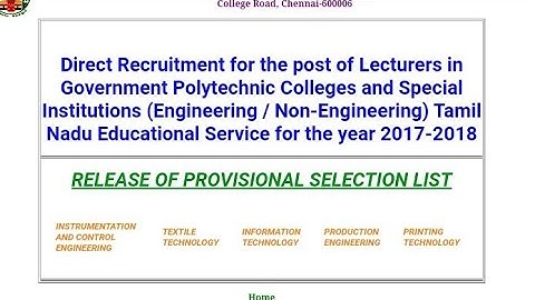 TRB Polytechnic - Final Selection list released for 5 departments