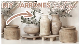 DIY COMO TRANSFORMAR JARRONES DE VIDRIO EN VINTAGE /RÚSTICOS EFECTO CERÁMICA/ MANUALIDAD FÁCIL