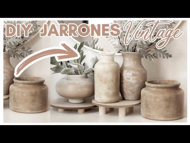 DIY COMO TRANSFORMAR JARRONES DE VIDRIO EN VINTAGE /RÚSTICOS EFECTO CERÁMICA/  MANUALIDAD FÁCIL 