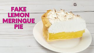 This DIY LEMON MERINGUE FAKE BAKE PIE SLICE is so cute for your LEMON THEME DECOR!
