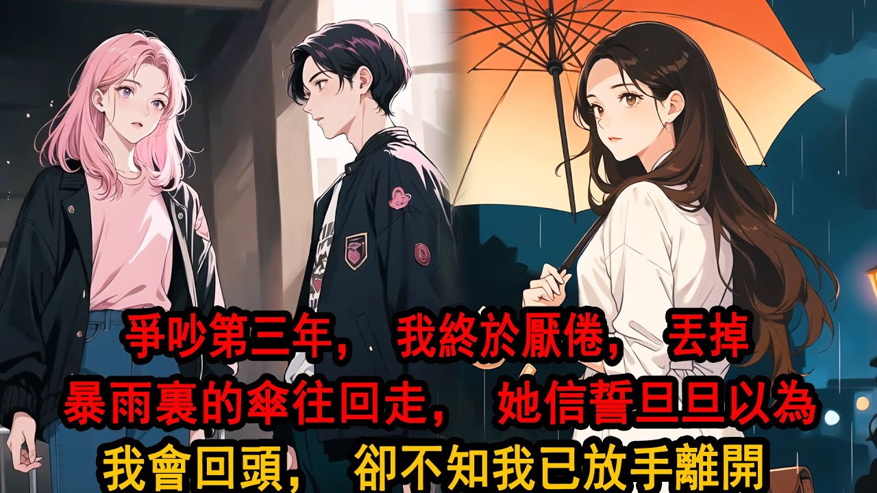 決定和柳如煙分手那天，下了一場暴雨。我剛做完手術，她撐著傘走在我身側，卻都不回頭看我一眼，任由我被雨淋濕。那刻，我忽然間就倦了，她從不知道，追一個人跑真的很累。所以這次，我選擇放手。