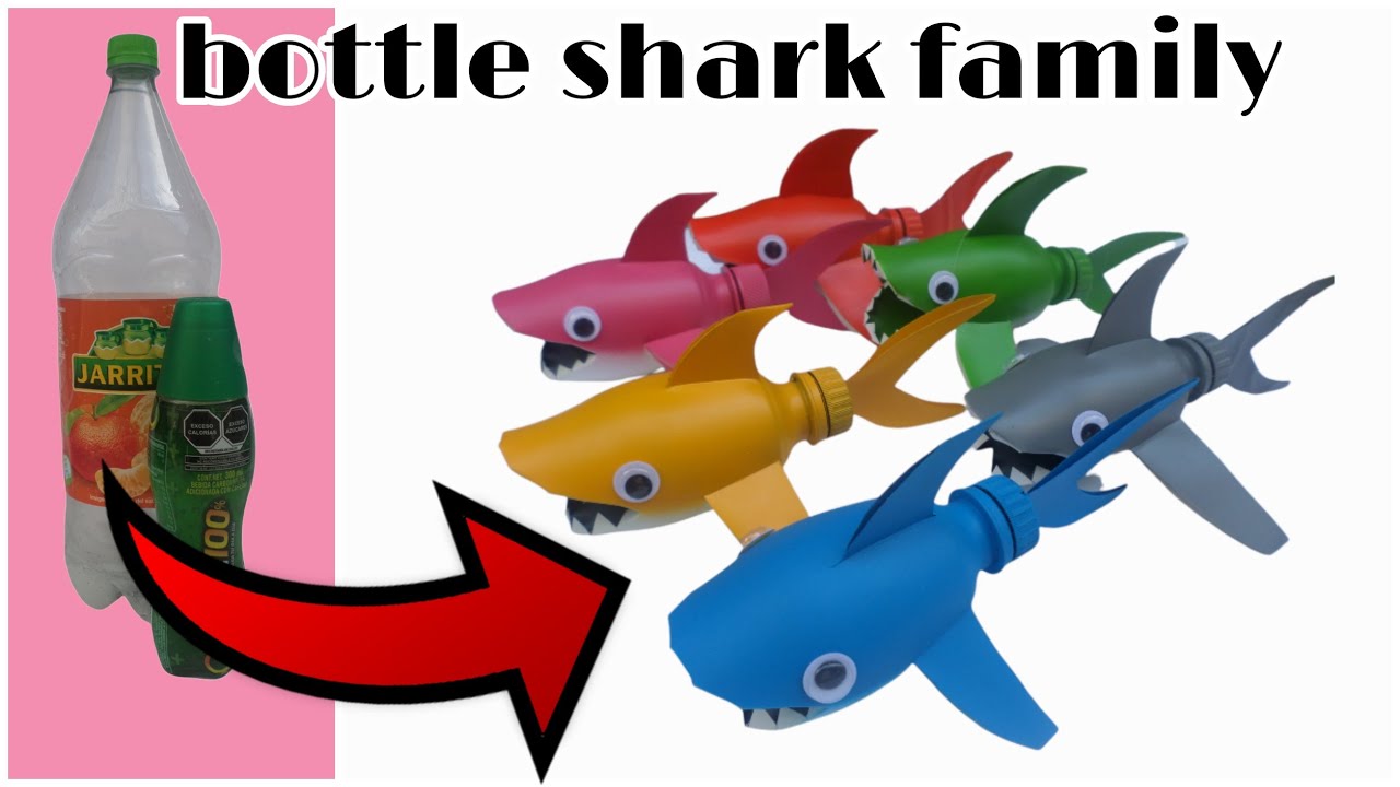 BABY SHARK HECHOS CON BOTELLAS D PLÁSTICO -baby shark with plastic bottle