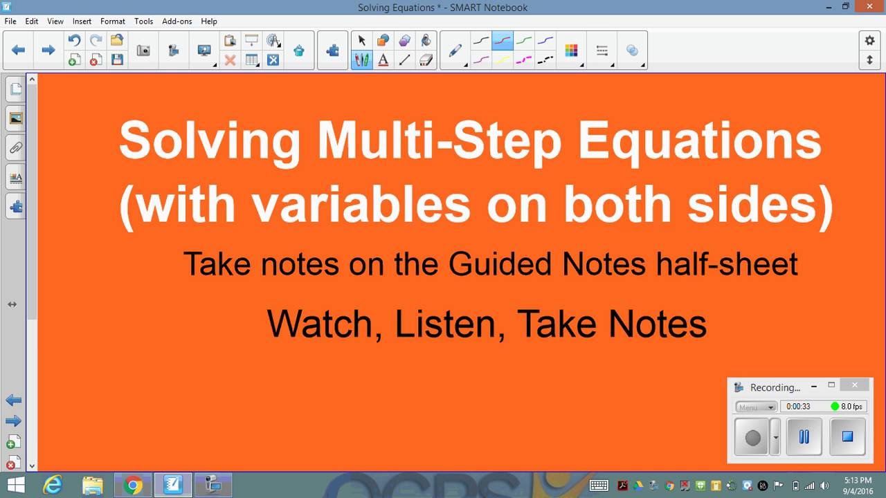 solving-multi-step-equations-with-variables-on-both-sides-youtube