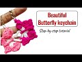 Crochet butterfly keychain| easy tutorial|