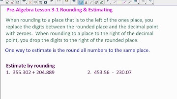Pre Algebra Lesson 3 1 Rounding & Estimating