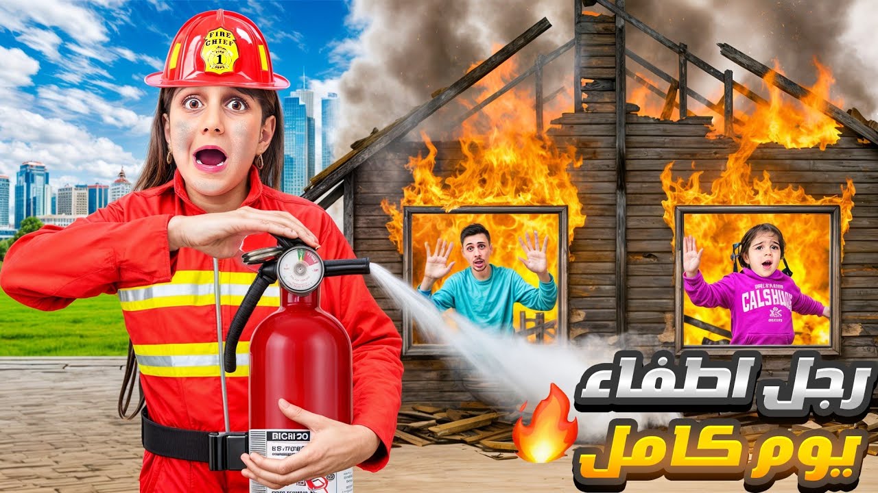 دهب صارت رجل اطفاء يوم كامل بعد ما حرقت البيت😱انقذت البيت من الحريق😭