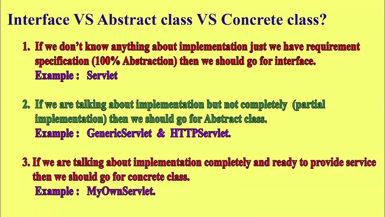 interface vs abstract class vs concrete class YouTube