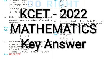 KCET-2022 MATHS Key Answer with Solution