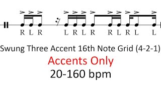 Swung accents only grid (3 accents) | 20-160 bpm 16th note grid sheet music