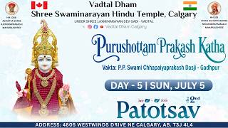 LIVE | Day 5 | Shree Purushotam Prakash Katha | 2nd Patotsav Calgary Mandir | Canada