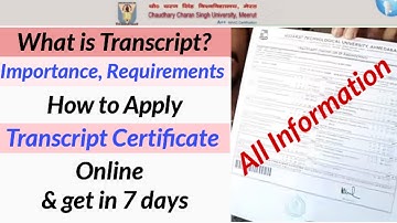 What is Transcript Certificate and why it is required ? | How To Get Transcript | Use of transcript