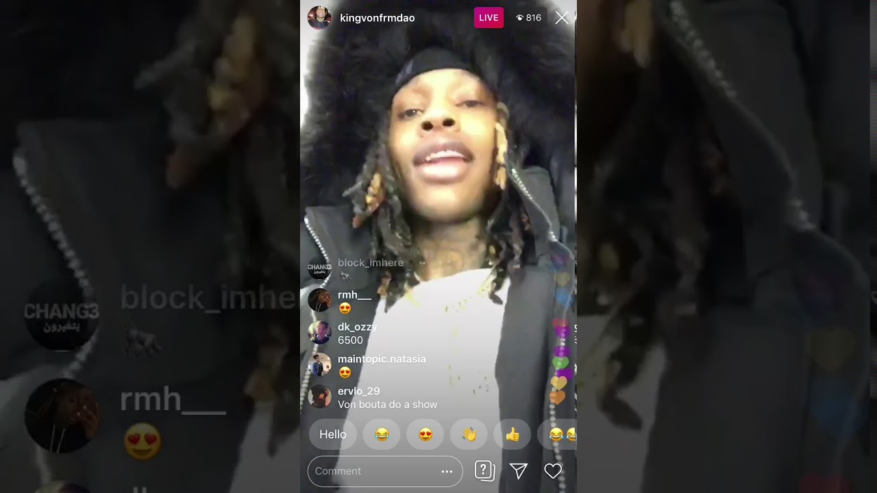 King von  and oblock members on instagram live traveling to Ohio enjoying life outside of chiraq