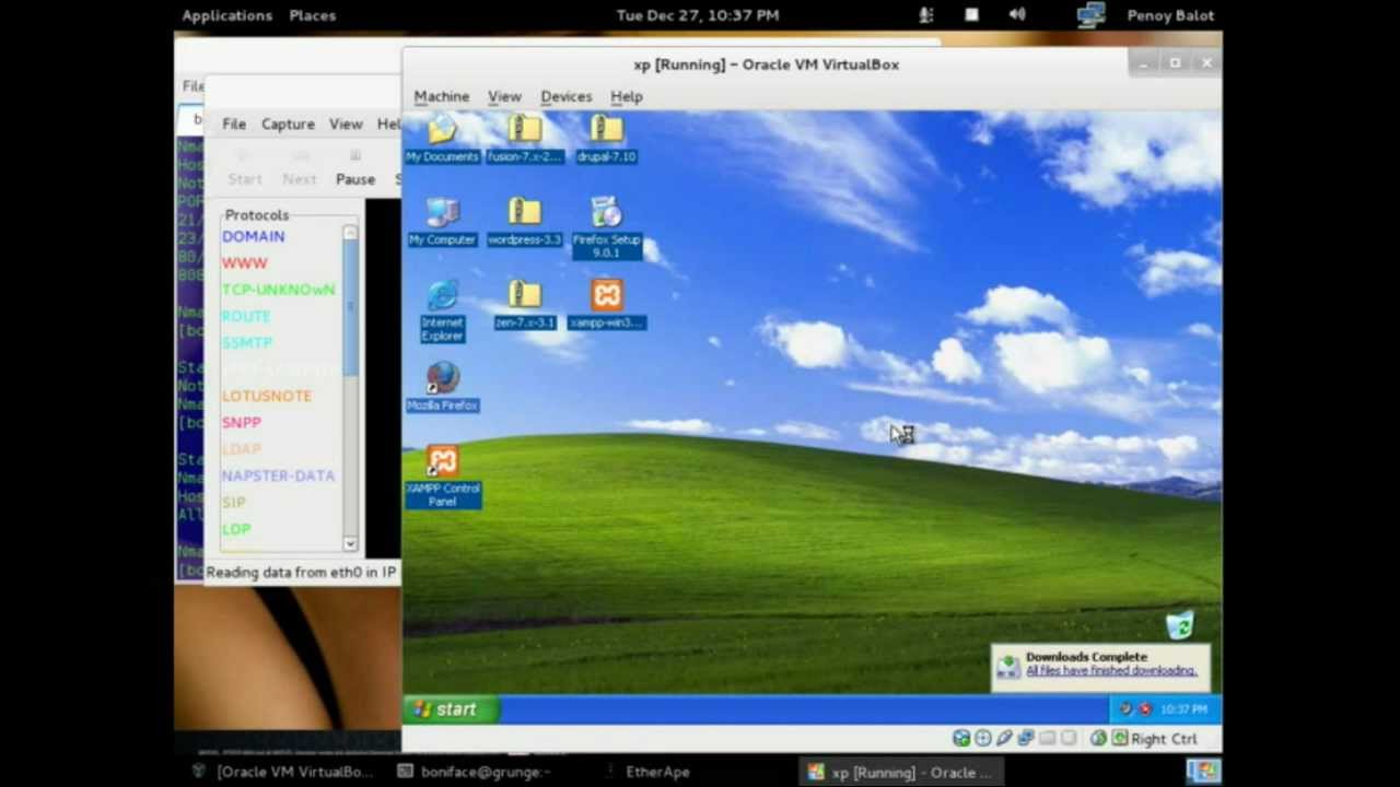 Fedora 16 running winxp as guest (network security lab) - YouTube